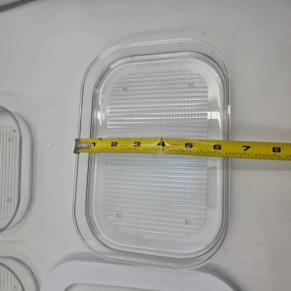 Clear Plastic 3 Tier Stackable Food Storage Container Set White Lid 9x6 Inch L4